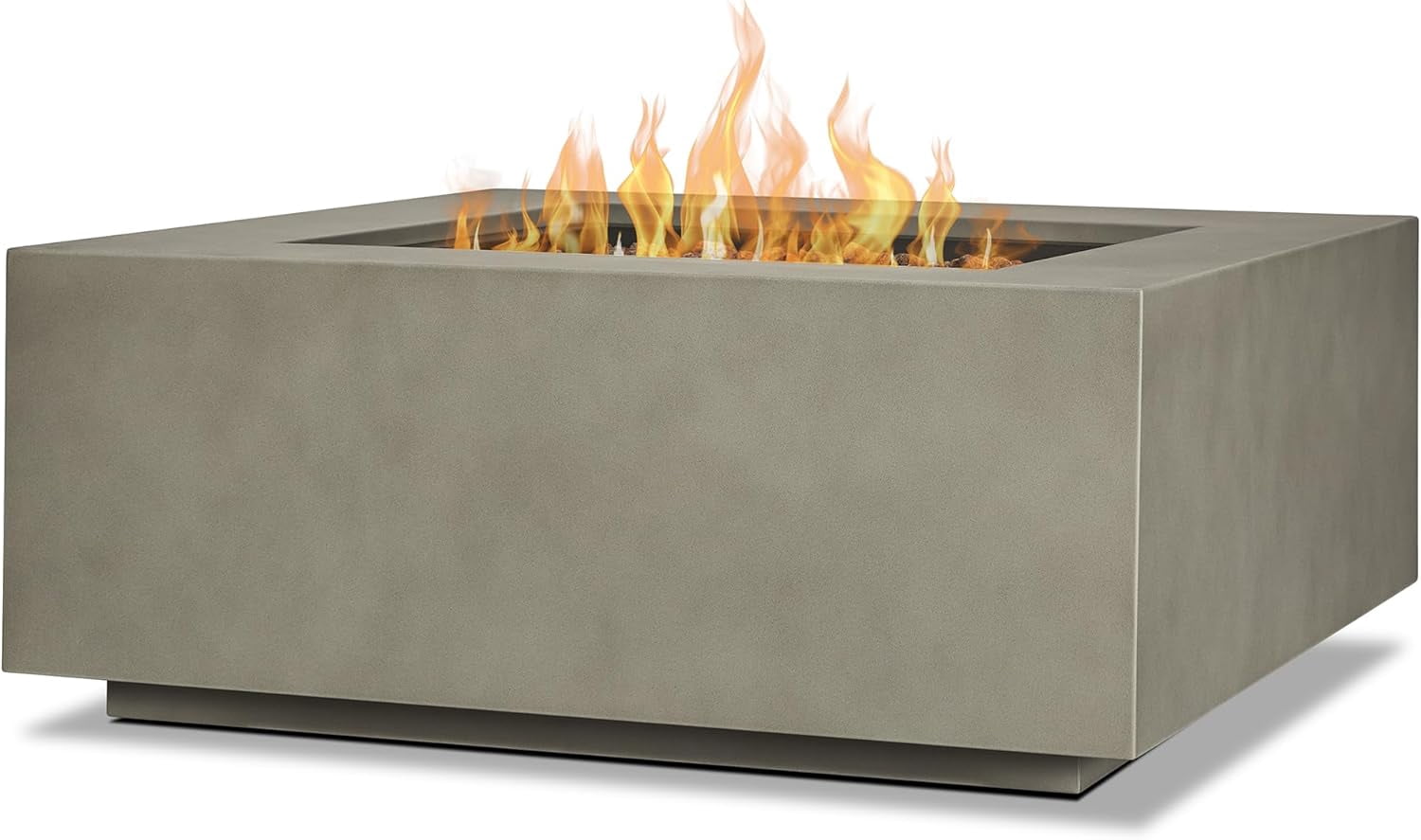 Real Flame Aegean 36" Square Steel Propane or Natural Gas Fire Pit Table in Mist Gray