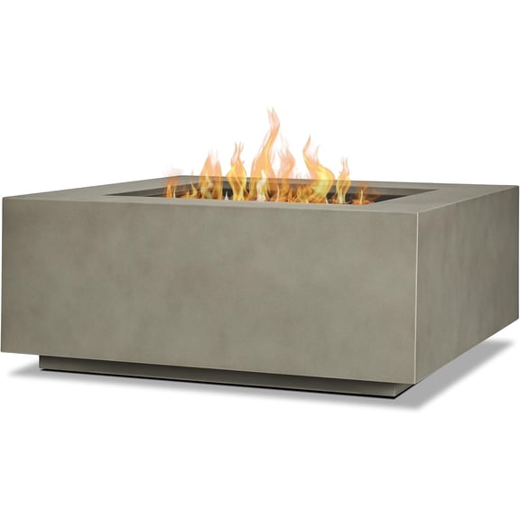 Real Flame Aegean 36" Square Steel Propane or Natural Gas Fire Pit Table in Mist Gray