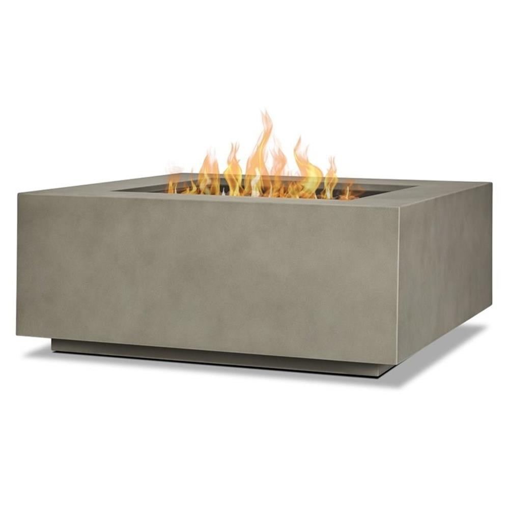 Mist Gray 40" Square Gas Fire Pit Table with Steel Lid