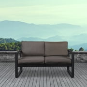 Real Flame Baltic Aluminum Patio Loveseat in Black