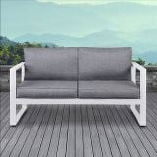 Baltic 55" White Aluminum Outdoor Loveseat with Gray Cushions
