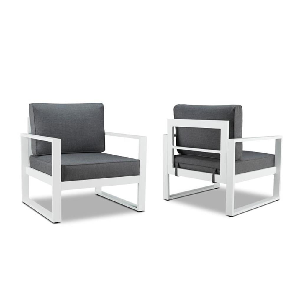 Baltic White Aluminum Outdoor Chairs with Gray Cushions