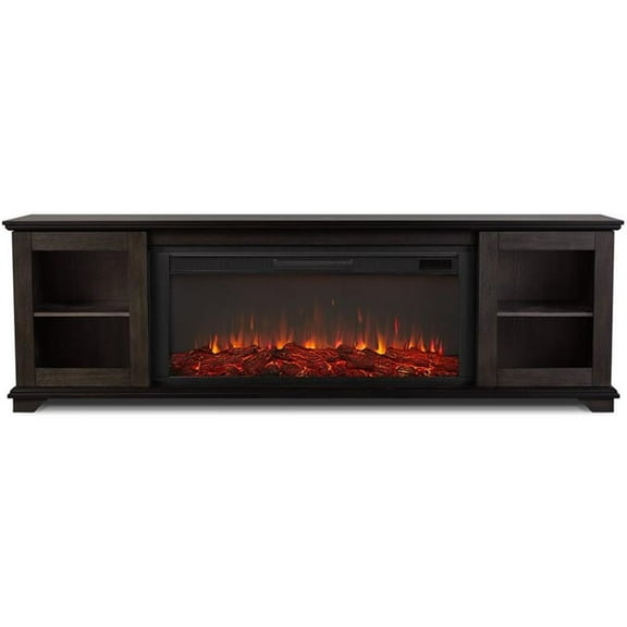 Real Flame Benjamin Solid Wood Landscape Media Electric Fireplace in Brown