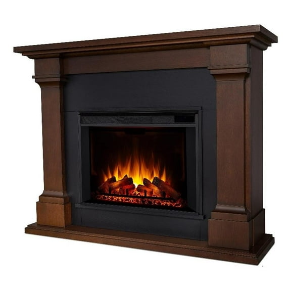 Real Flame Callaway 63" Wood Grand Electric Fireplace in Chestnut Oak