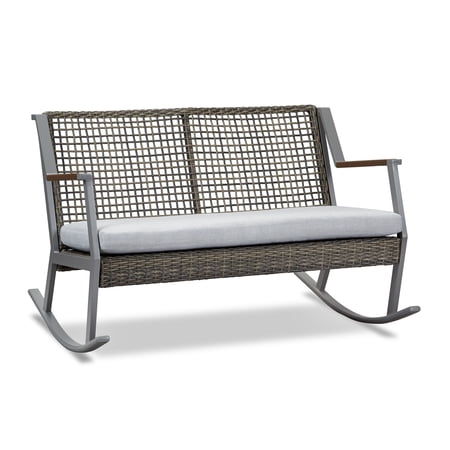 Real Flame Calvin Two Seat Rocker in Gray With Cushion Outdoor Furniture