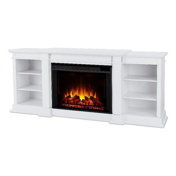 Real Flame Eliot 81" Modern Wood Grand Electric Fireplace TV Stand in White