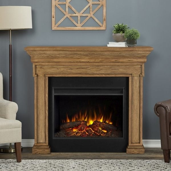 Real Flame Emerson Grand Electric Wood Fireplace in English Oak