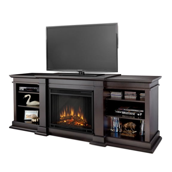 Real Flame Fresno TV Stand Electric Fireplace in Dark Walnut