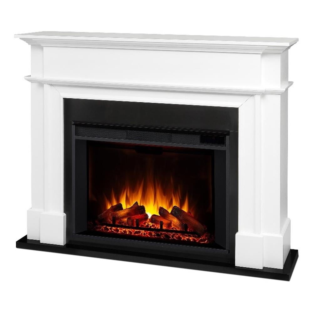 White Electric Fireplace with Mantel, 60" Tall
