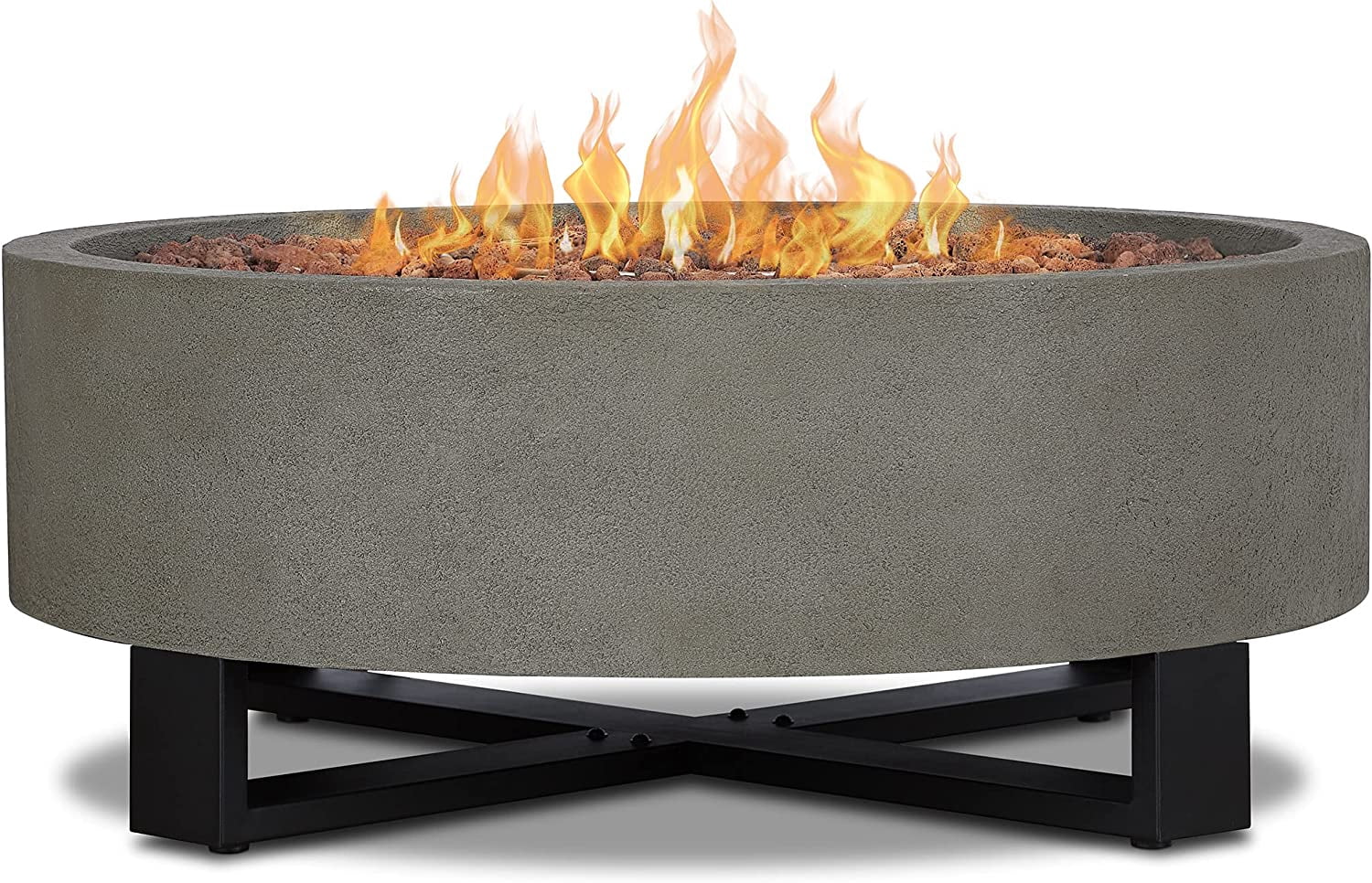 Real Flame Idledale 40" Round Concrete Propane Fire Pit in Glacier Gray