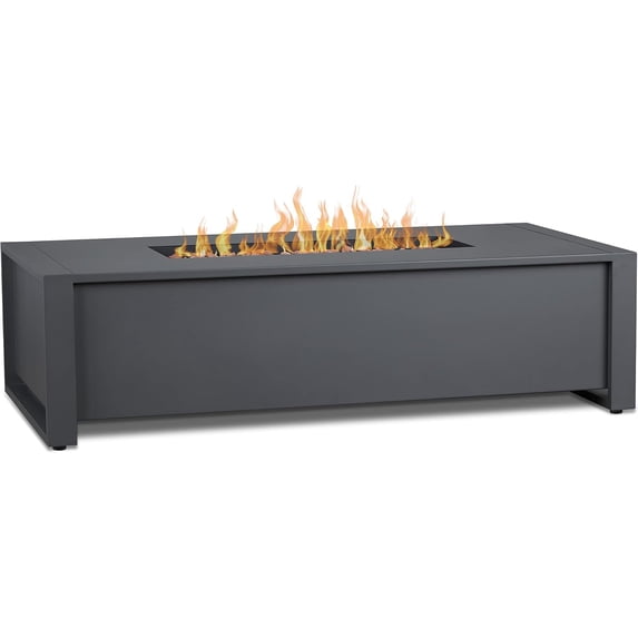 Real Flame Keenan 52" Rectangle Metal Propane Fire Pit Table in Gray