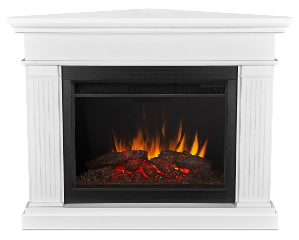 Kennedy 56" White Electric Corner Fireplace with Mantel