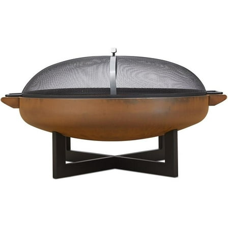 Real Flame La Porte 37" Round Wood Burning Steel Fire Pit in Rust Brown