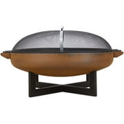 Real Flame La Porte 37" Round Wood Burning Steel Fire Pit in Rust Brown