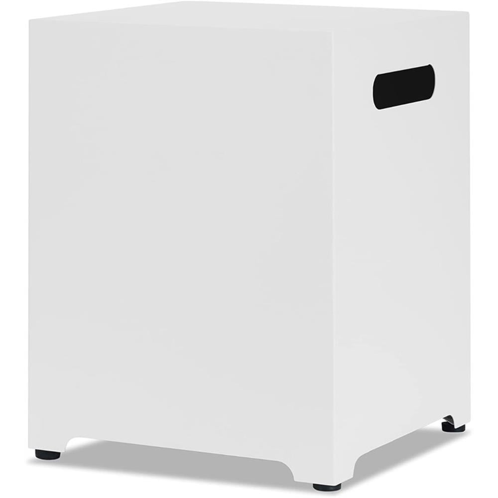 White Powder-Coated Steel Propane Tank Cover and Side Table