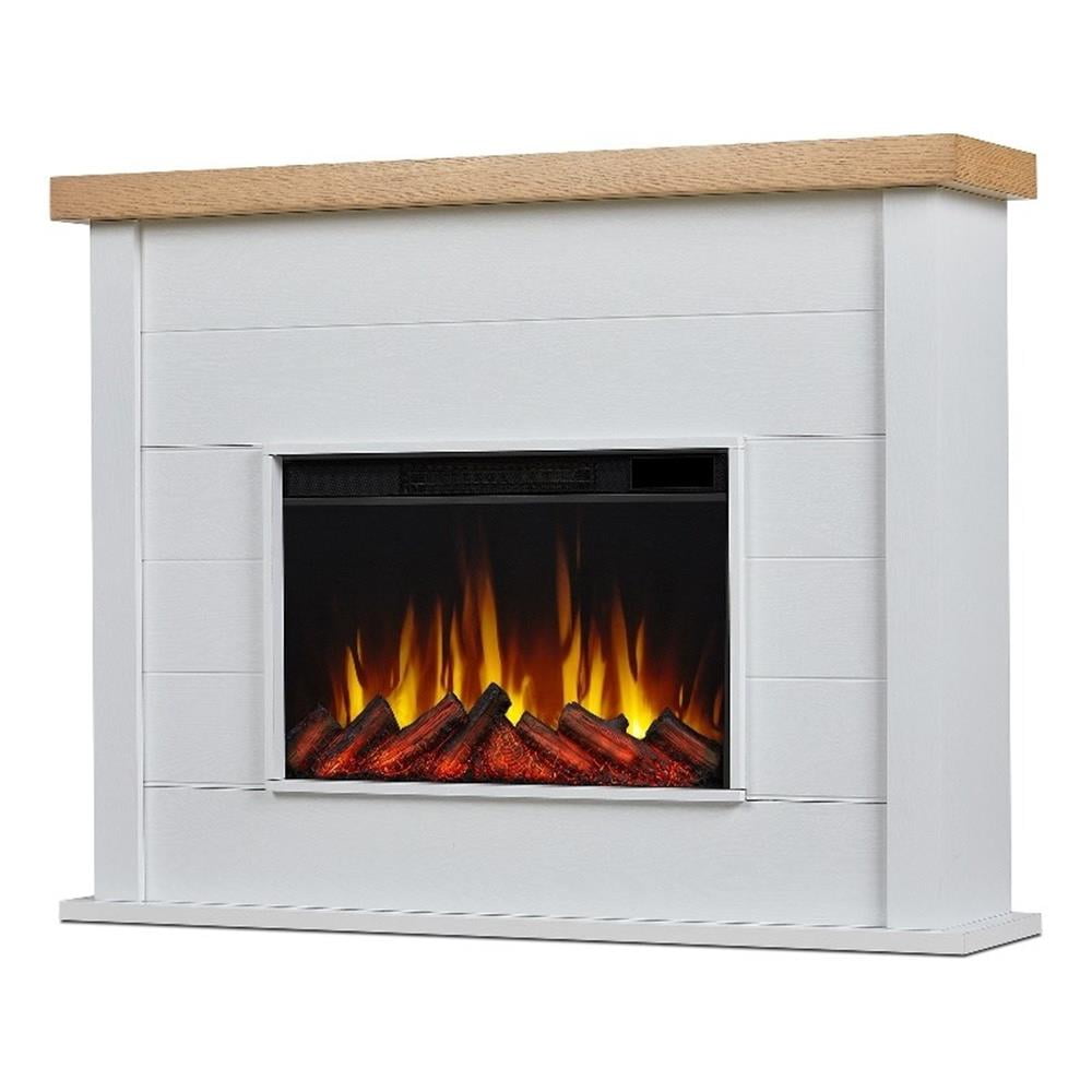 Marshall 49" White Veneered MDF Electric Fireplace with Mantel