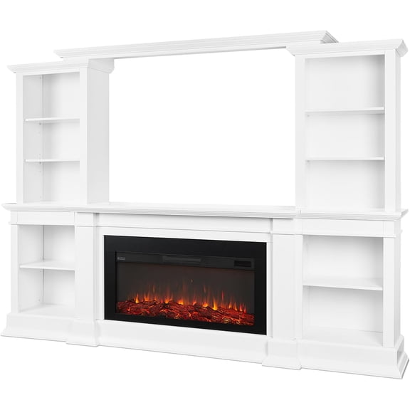 Real Flame Monte Vista 108" Landscape Electric Fireplace TV Stand in White
