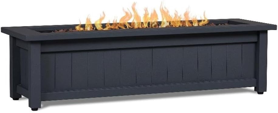 Real Flame Ortun 50" Rectangle Steel Propane Fire Pit Table in Gray