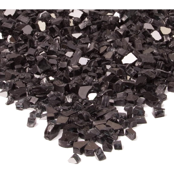 Real Flame Black Reflective Fire Glass Filler for Indoor & Outdoor Use, Made of Tempered Glass, 20 lb. Bag