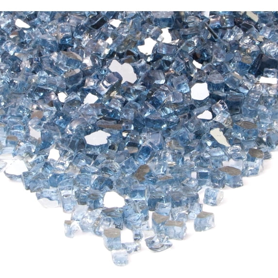 Real Flame Blue Reflective Fire Glass Filler for Indoor & Outdoor Use, Made of Tempered Glass, 20 lb. Bag