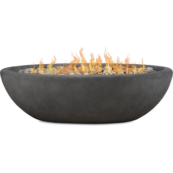 Real Flame Riverside 58" Oval Concrete Propane Fire Pit in Shale
