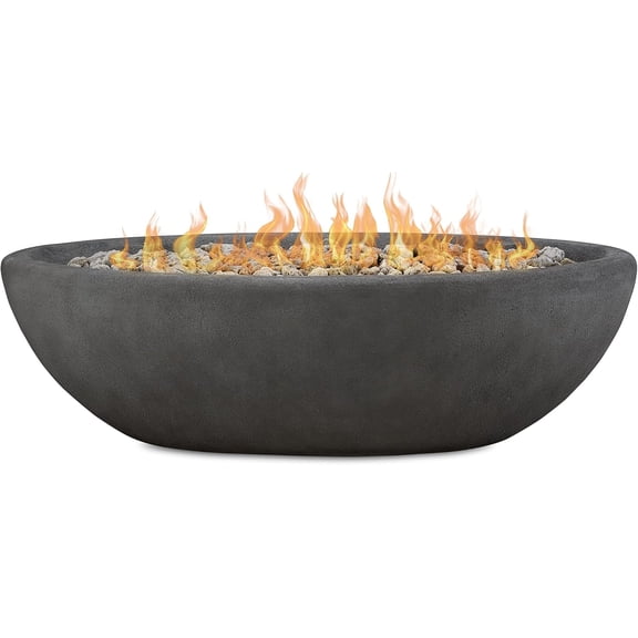 Real Flame Riverside 58" Oval Concrete Propane Fire Pit in Shale