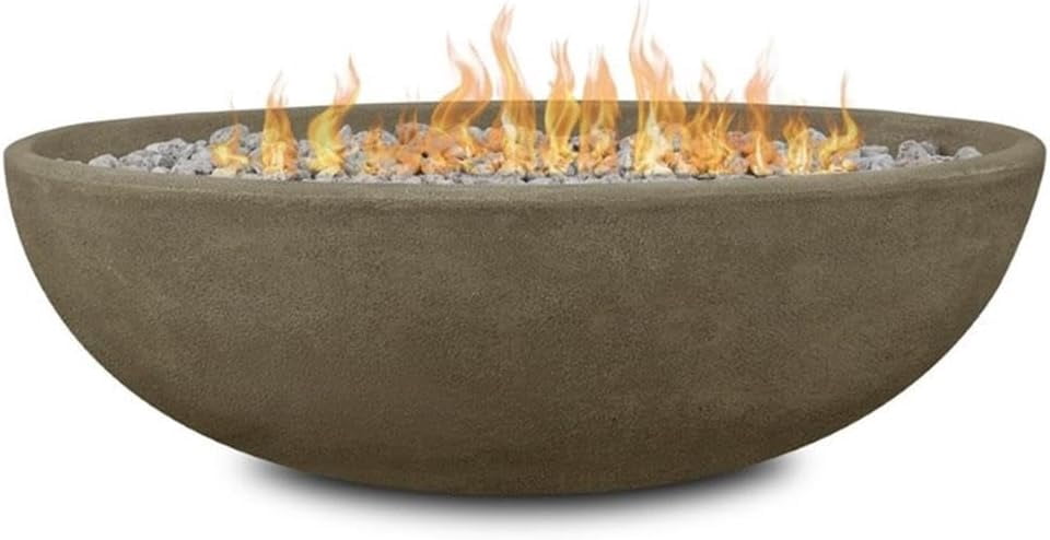 Real Flame Riverside 48" Oval Concrete Propane Fire Pit in Glacier Gray