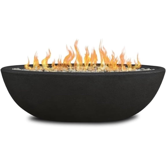 Real Flame Riverside 48" Oval Concrete Propane Fire Pit in Shale