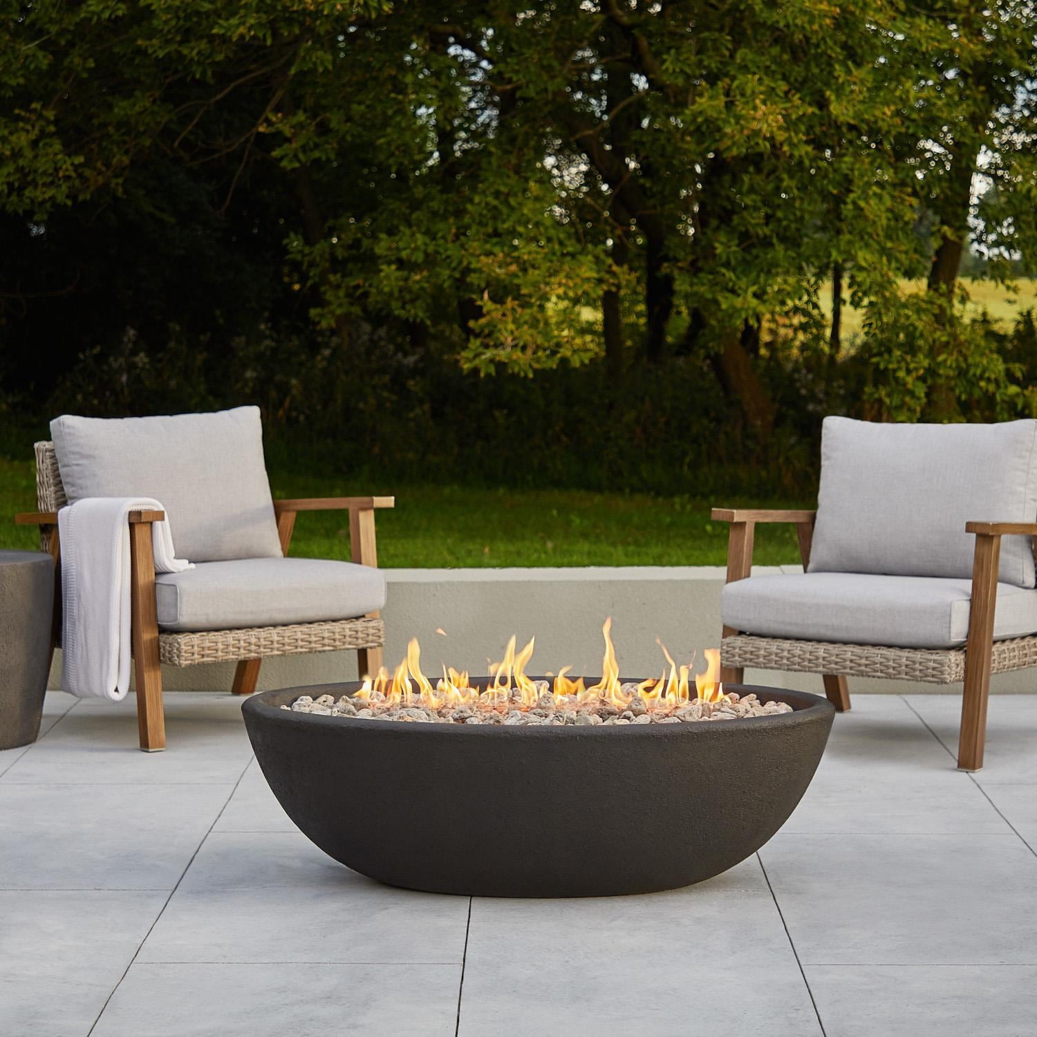 Riverside Oval Gas Fire Bowl in Rustic Shale Finish