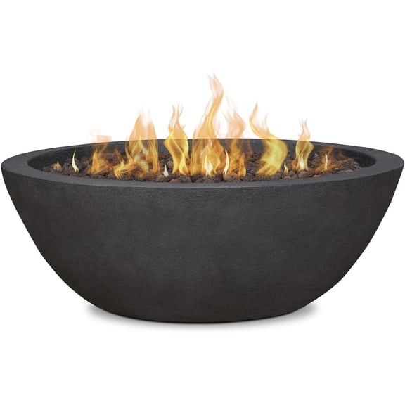 Real Flame Riverside 36" Round Concrete Propane or Natural Gas Fire Pit in Shale