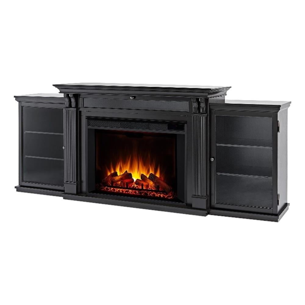 Tracey 84" Black Wood Electric Fireplace TV Stand