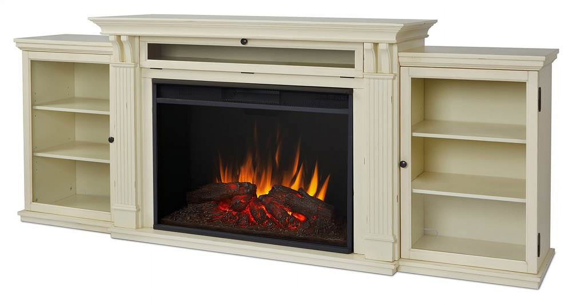 Real Flame Tracey Grand Electric Fireplace TV Stand Large Living Room Distressed White Wood 84 Walmart