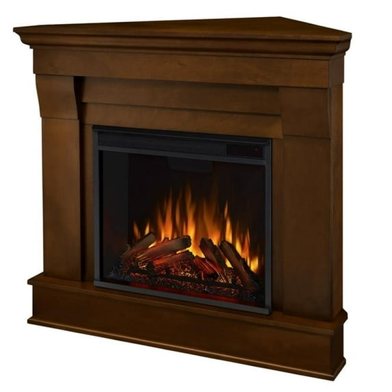 Real Flame Traditional Wood Chocolate Chateau Electric Corner Fireplace