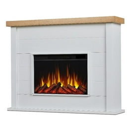 Real Flame Bernice Solid Wood Steel Glass Landscape Electric