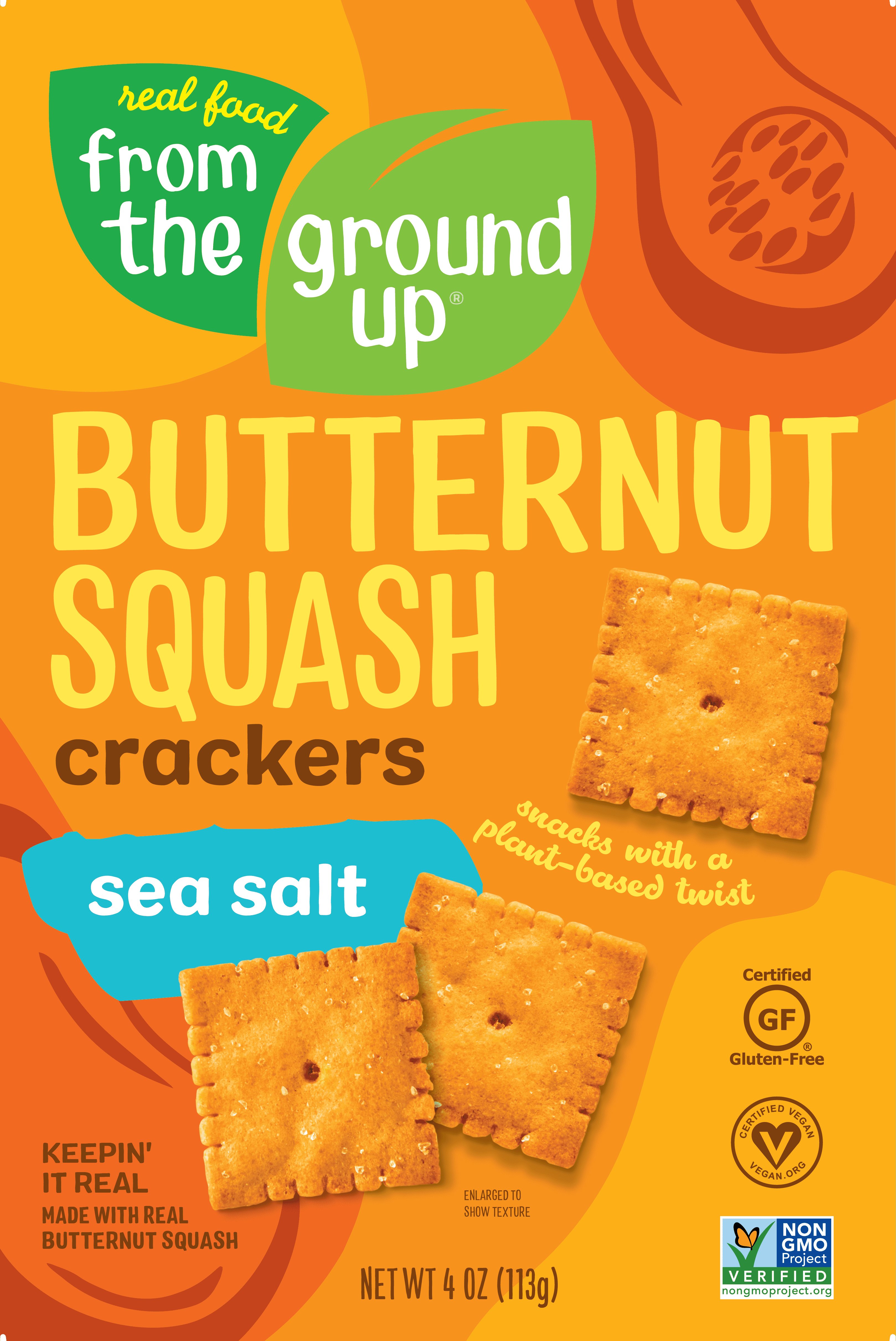 Real Food From The Ground Up Butternut Squash Sea Salt Crackers, 4 oz