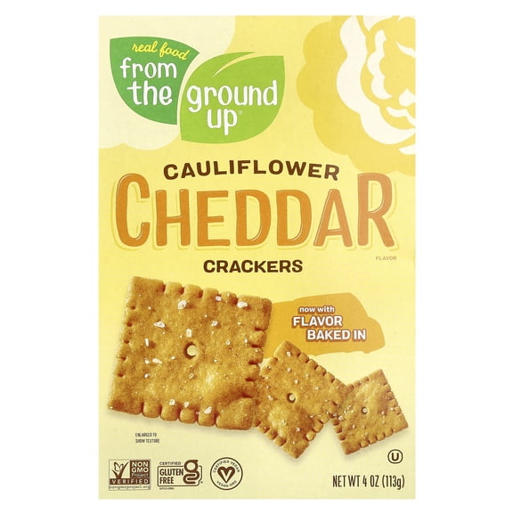 Real Food From The Ground Up Cauliflower Cheddar Crackers, 4 oz box