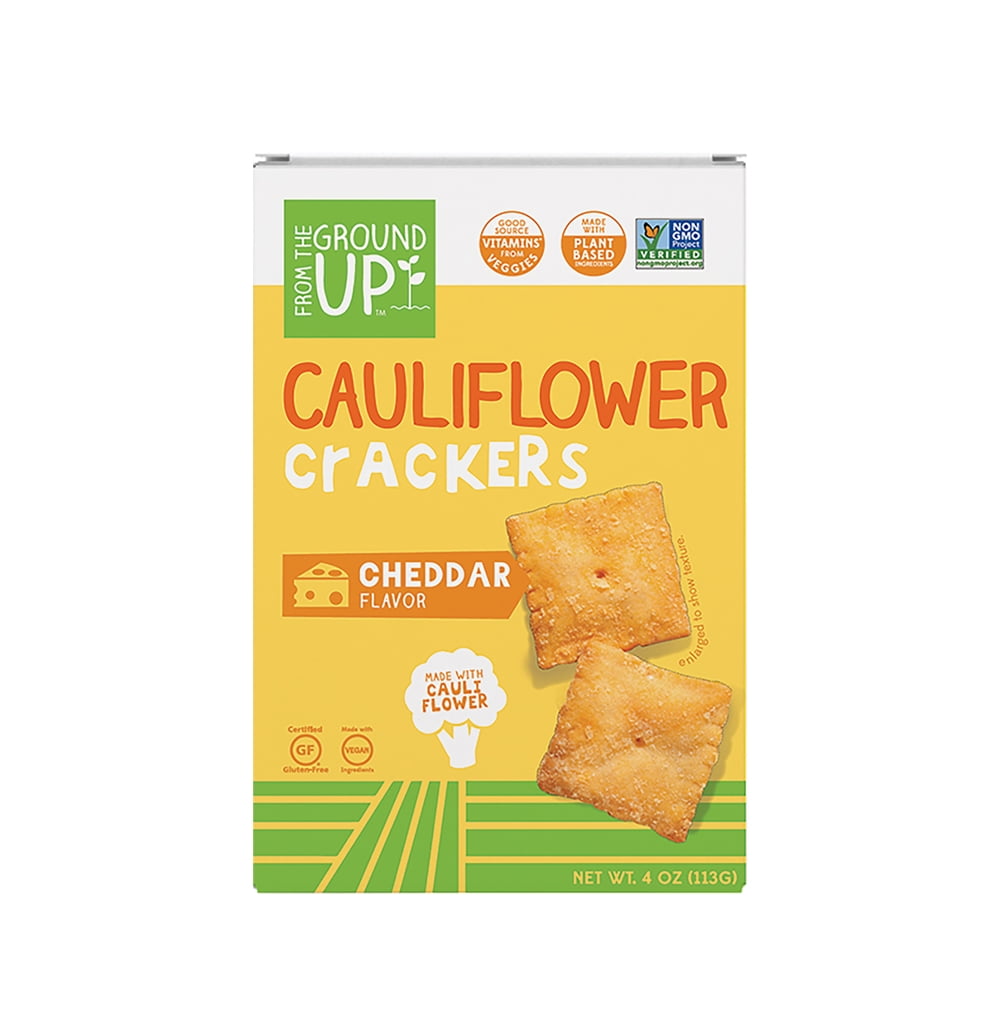Real Food From The Ground Up Cauliflower Cheddar Crackers, 4 oz box