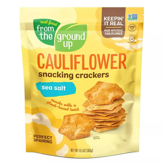 Real Food From The Ground Up Cauliflower Sea Salt Snacking Crackers (11.5 Ounce)