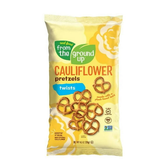Real Food From The Ground Up Vegan Cauliflower Pretzels, Gluten Free, Non-GMO, 4.5 Oz (Twists) - Pack Of 6