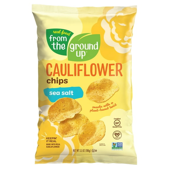 Real Food From the Ground Up Cauliflower Sea Salt Chips, Grain-Free, 3.5 oz Bag