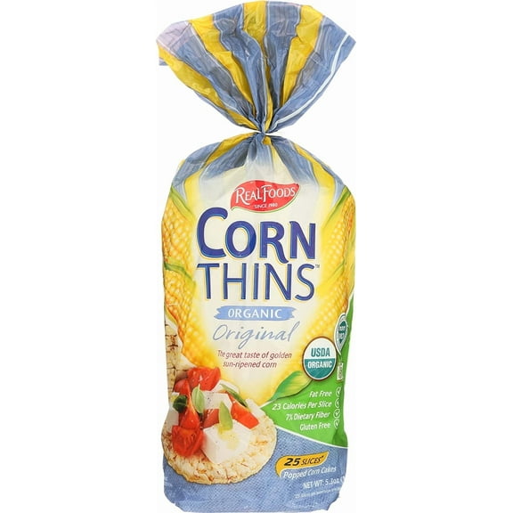 Real Foods Organic Corn Thins Original -- 5.3 oz Pack of 3