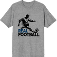 thumbnail image 1 of "Real Football" Sports Back to School Adult Heather Gray Crew Neck Short Sleeve Tee-Large, 1 of 4