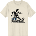 thumbnail image 1 of "Real Football" Sports Back to School Adult Natural Crew Neck Short Sleeve Tee-3XL, 1 of 4