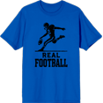 thumbnail image 1 of "Real Football" Sports Back to School Adult Royal Blue Crew Neck Short Sleeve Tee-Large, 1 of 4