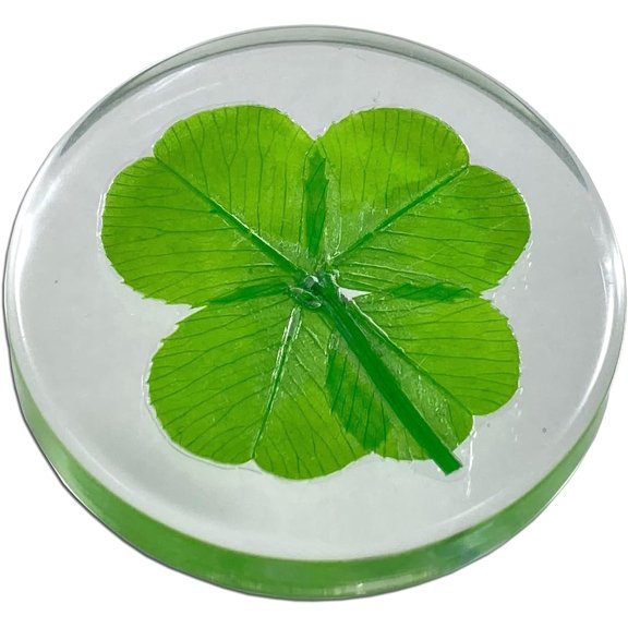 Real Four Leaf Clover Good Luck Pocket Token, Preserved, Preserved-Flowers, 1.25