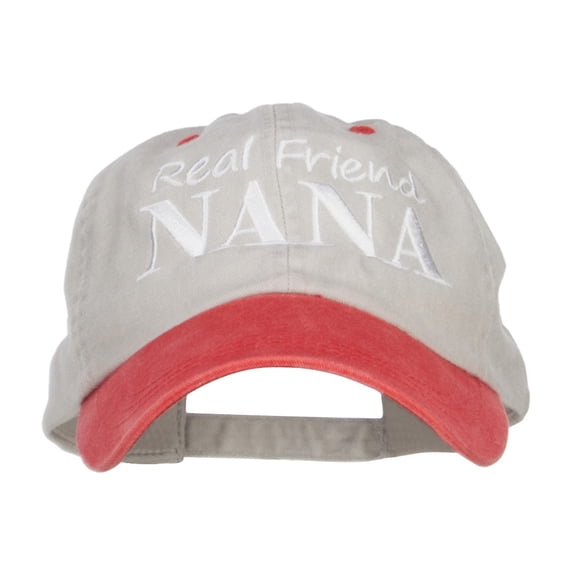 Real Friend Nana Embroidered Washed Cap - Beige Red OSFM