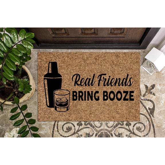 Real Friends Bring Booze | Funny Doormat | Welcome Mat | Funny Door Mat | Funny Gift | Home Doormat | Housewarming | Closing Gift