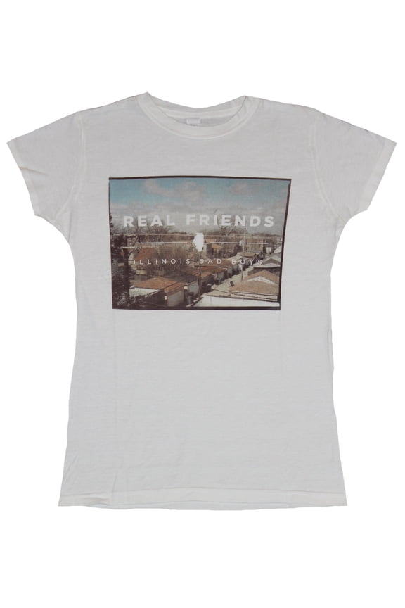 Girls Juniors T-Shirt - Illnois Sad Boys Boxed Town Photo (Small)