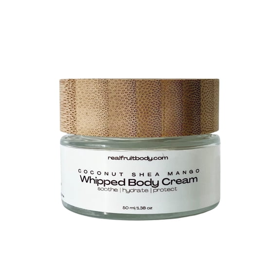 Real Fruit Body Coconut Shea Mango Whipped Body Cream - 100% Pure and Natural, Leaping Bunny Certified Cruelty Free, Vegan - 1.69 Ounce | 50 ml