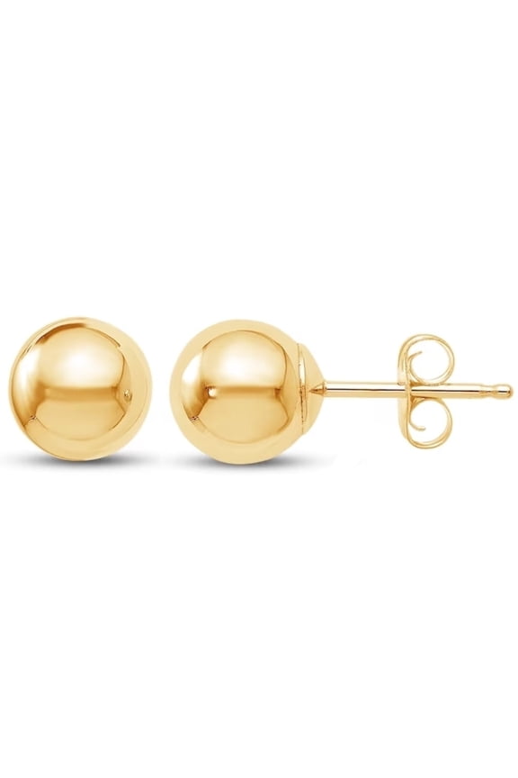 Real Genuine 14K Yellow Gold Filled Round Ball Stud 6 mm Earrings 2 Studs Earrings for Men and Women Golds